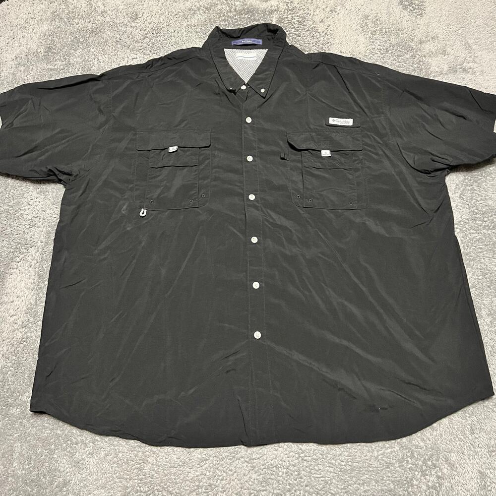 Columbia PFG Shirt Mens 4XL Button Up Black Performance Vented Short Sleeve